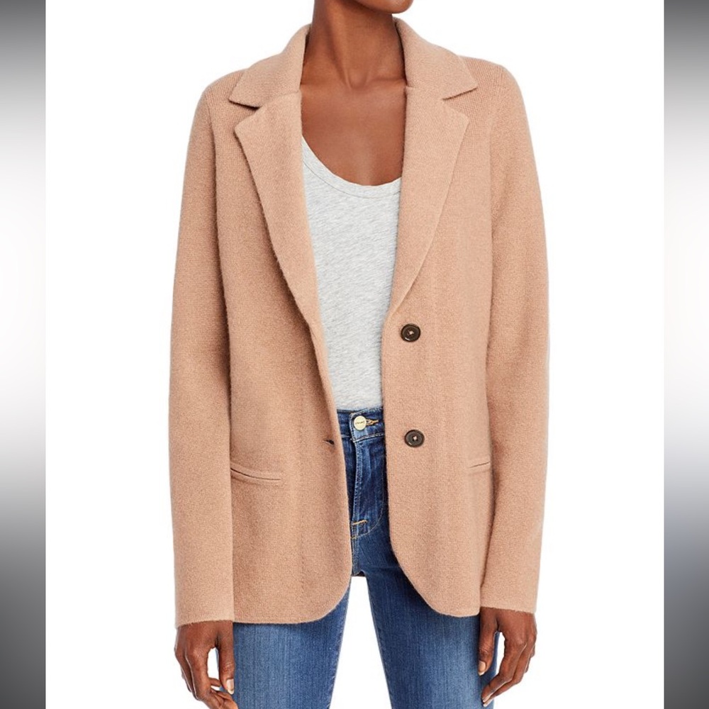 Cashmere -C By Bloomingdale's Super Soft Oat V-Neck Jacket/sweater, size M